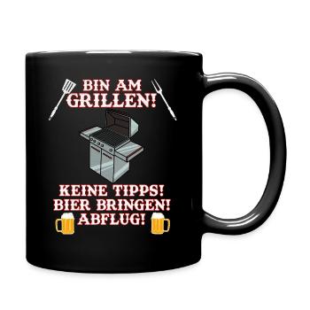 Herren Grill & Barbecue Spruch BBQ Bin Am Grillen - Tasse einfarbig - Schwarz - Rechts