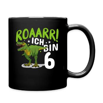 6. Geburtstag 6 Jahre Dino Dinosaurier Fan - Tasse einfarbig - Schwarz - Rechts