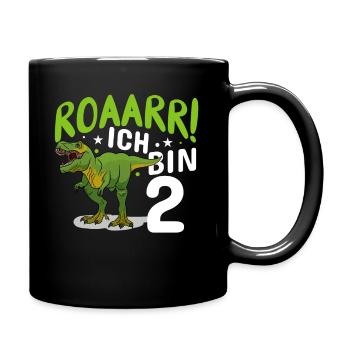 2. Geburtstag 2 Jahre Dino Dinosaurier Fan - Tasse einfarbig - Schwarz - Rechts