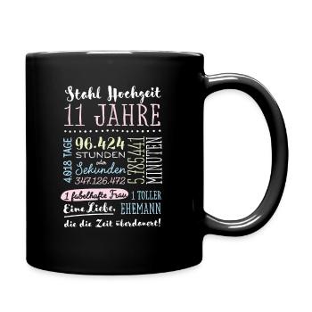 Stahlhochzeit 11 Jahre Hochzeitstag Geschenk - Tasse einfarbig - Schwarz - Rechts