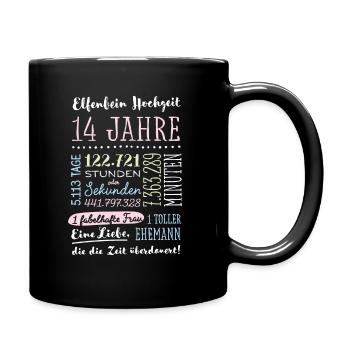 Elfenbeinhochzeit 14 Jahre Hochzeitstag Geschenk - Tasse einfarbig - Schwarz - Rechts