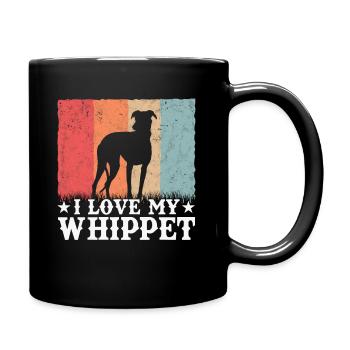 J'aime mon chien Whippet Greyhound Retro - Mug uni - noir - Droite
