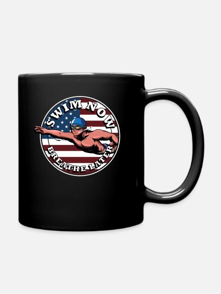 Swim Now Breathe Later Natation États-Unis - Mug uni - noir