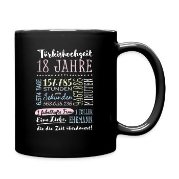 Türkishochzeit 18 Jahre Hochzeitstag Geschenk - Tasse einfarbig - Schwarz - Rechts