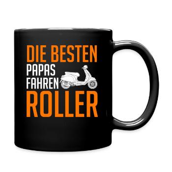Scooter Papa Moped Vater Vatertag Roller Mopedfahr - Tasse einfarbig - Schwarz - Rechts