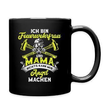 Feuerwehrfrau Mama Freiwillige Feuerwehr Geschenk - Tasse einfarbig - Schwarz - Rechts