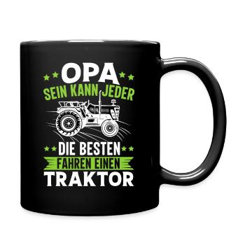 Opa mit Traktor Bauer Landwirt Geschenk - Tasse einfarbig - Schwarz - Rechts
