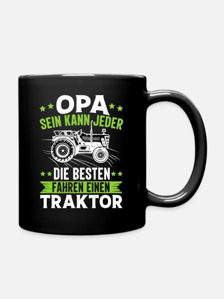 Opa mit Traktor Bauer Landwirt Geschenk - Tasse einfarbig - Schwarz