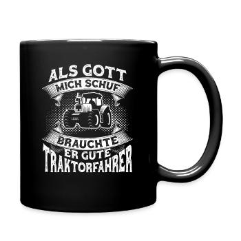 Traktor Trecker Spruch Landwirt Bauer Geschenk - Tasse einfarbig - Schwarz - Rechts