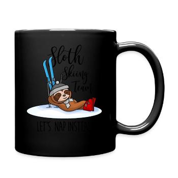Sloth Skiing Team - Faultier T-Shirt für Skiurlaub - Tasse einfarbig - Schwarz - Rechts