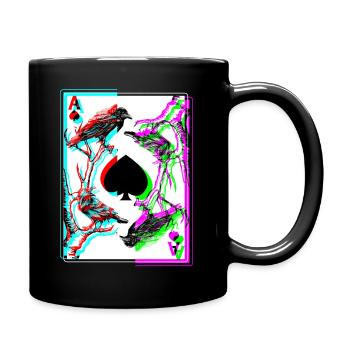 Crow And The Ace Of Spade Occult Death Raven - Full Colour Mug - black - Right