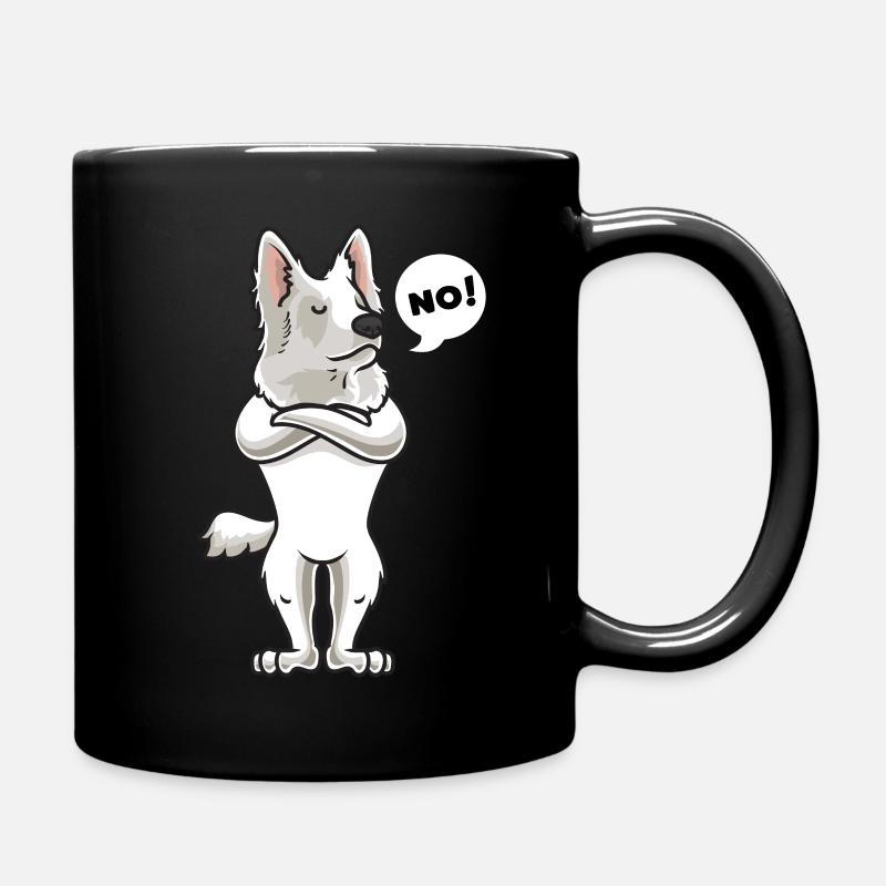 Stubborn White Swiss Shepherd Gift - Full Colour Mug - black