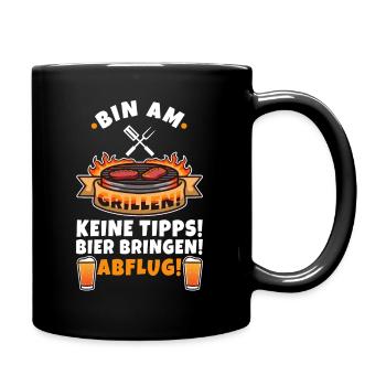 Herren Grill & Barbecue Spruch BBQ Bin Am Grillen - Tasse einfarbig - Schwarz - Rechts