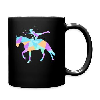 Mädchen Voltigieren Pferdesport Reiten Voltigier - Tasse einfarbig - Schwarz - Rechts