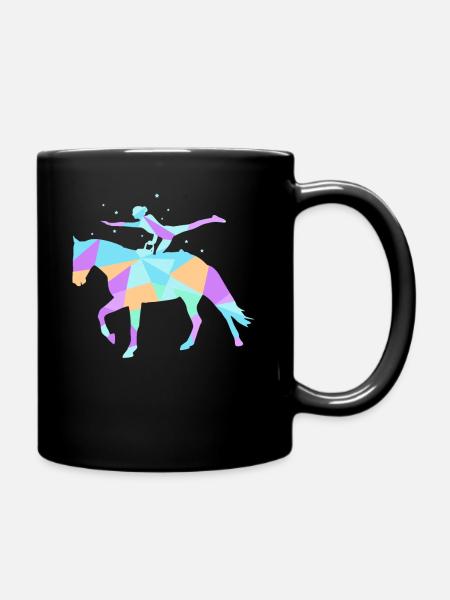 Mädchen Voltigieren Pferdesport Reiten Voltigier - Tasse einfarbig - Schwarz