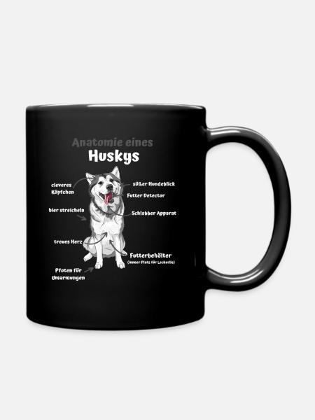 Anatomie eines Huskys süße Hunde lustiger Welpe - Tasse einfarbig - Schwarz