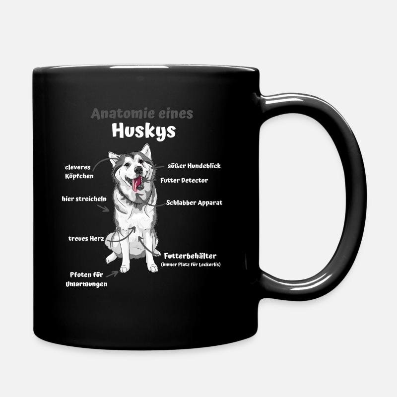 Anatomie eines Huskys süße Hunde lustiger Welpe - Tasse einfarbig - Schwarz
