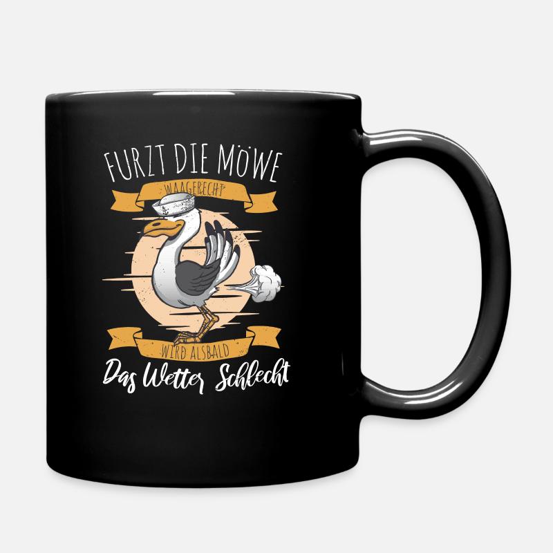 Furzt die Möwe waagerecht - Tasse einfarbig - Schwarz