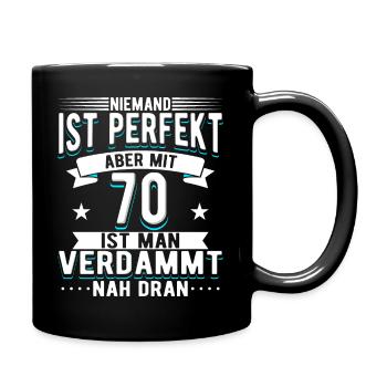 70 Geburtstag Mann - Tasse einfarbig - Schwarz - Rechts