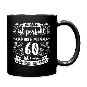 60 Geburtstag Frau Lustig - Tasse einfarbig - Schwarz - Rechts