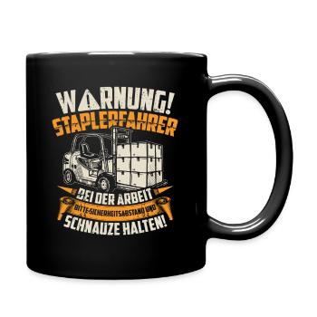 Staplerfahrer Stapler | Lagerist Geschenk - Tasse einfarbig - Schwarz - Rechts