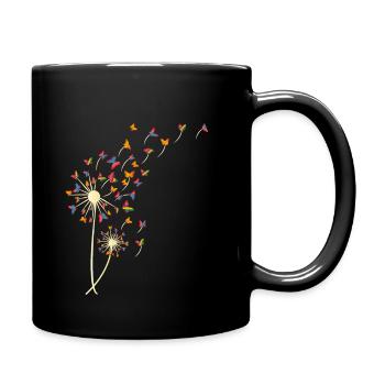 Löwenzahn bunte Schmetterling - Tasse einfarbig - Schwarz - Rechts