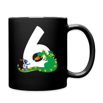 6ème anniversaire Chevalier Château 6 ans dragon - Mug uni - noir - Droite