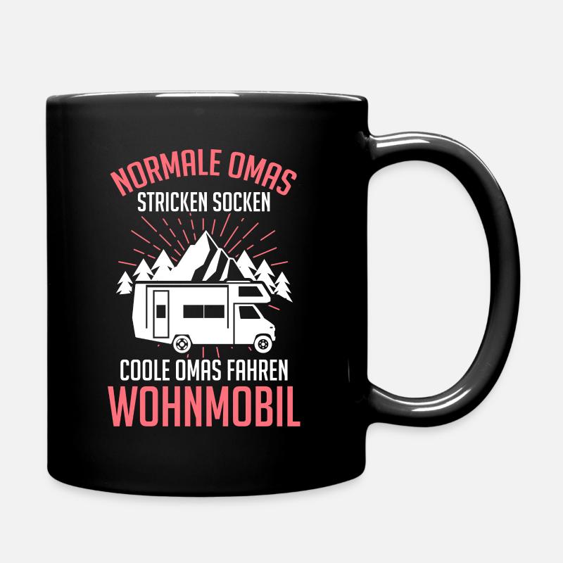 Camping Oma Camperin Campingplatz Stellplatz Hobby - Tasse einfarbig - Schwarz