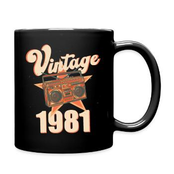 Jahrgang 1981 Retro Geburtstag Geschenk - Tasse einfarbig - Schwarz - Rechts