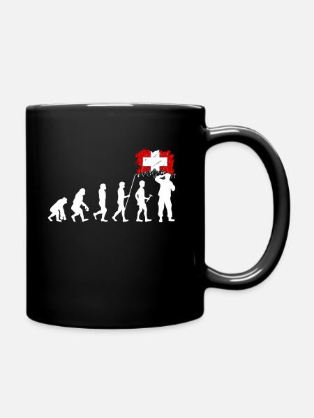 Schweiz Swiss Schweizer Geschenk Alpen Berge Fahne - Tasse einfarbig - Schwarz