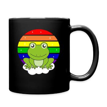 Frosch Regenbogen Glitzer kawaii Frösche - Tasse einfarbig - Schwarz - Rechts