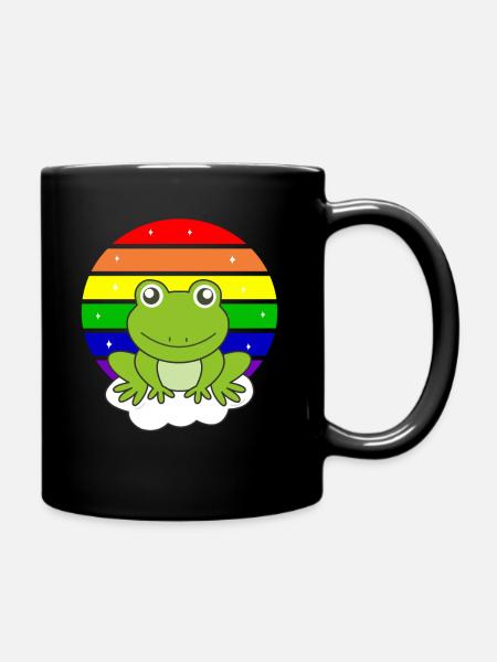 Frosch Regenbogen Glitzer kawaii Frösche - Tasse einfarbig - Schwarz