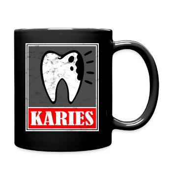 KARIES - Comic Bild lustig Meme - Tasse einfarbig - Schwarz - Rechts