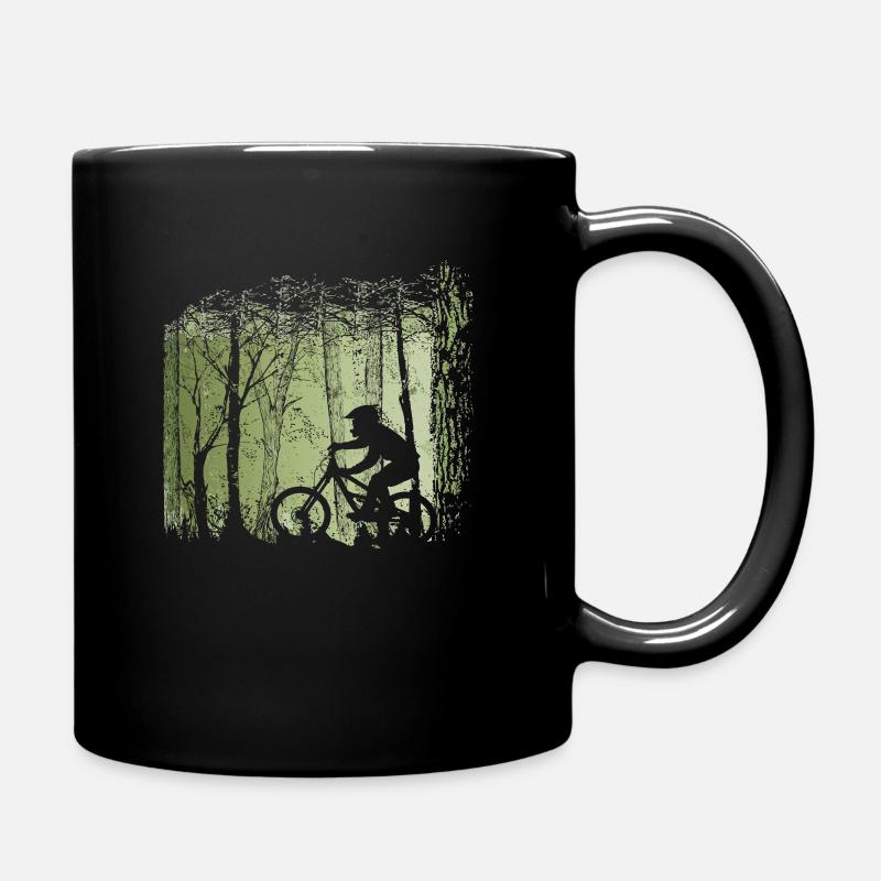 Mountainbiker im Wald - Tasse einfarbig - Schwarz