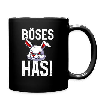 Böses Hasi - Tasse einfarbig - Schwarz - Rechts