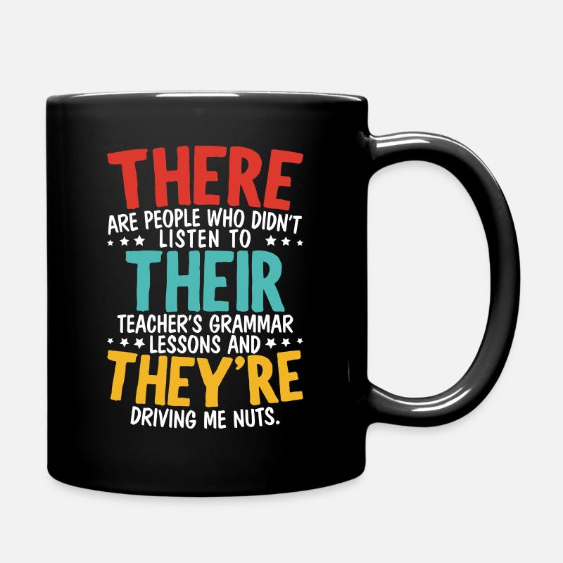Dort sind sie Grammatik Nazy Richtiges Englisch - Tasse einfarbig - Schwarz