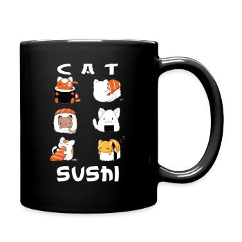 cute Sushi Cat Japanese food - Full Colour Mug - black - Right