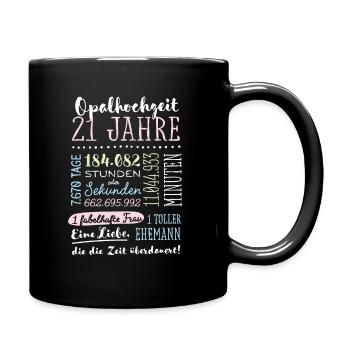 Opalhochzeit 21 Jahre Hochzeitstag Geschenk - Tasse einfarbig - Schwarz - Rechts