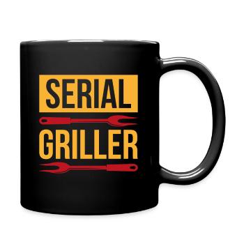 Serial griller gift BBQ Grilling Chef - Full Colour Mug - black - Right