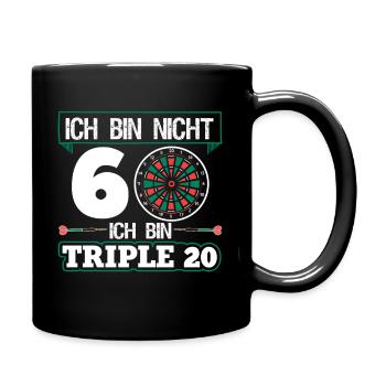 Lustiger Dart Spruch 60. Geburtstag Dartspieler - Tasse einfarbig - Schwarz - Rechts