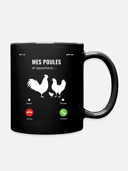 Mes poules m'appellent il faut que j'y aille - Mug uni - noir