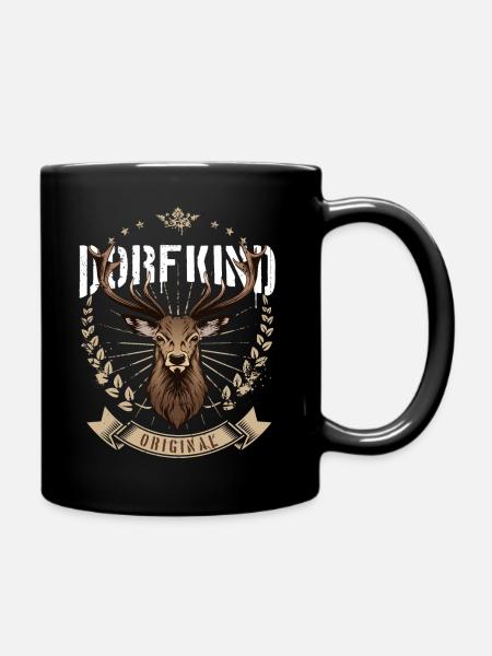 Dorfkind Hirsch - Tasse einfarbig - Schwarz