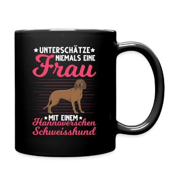 Hannoverscher Schweißhund Frau Jagdhund - Tasse einfarbig - Schwarz - Rechts