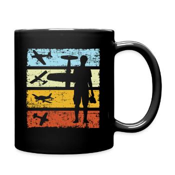 Retro Modellflieger - Tasse einfarbig - Schwarz - Rechts