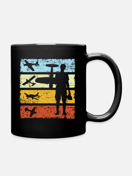 Retro Modellflieger - Tasse einfarbig - Schwarz