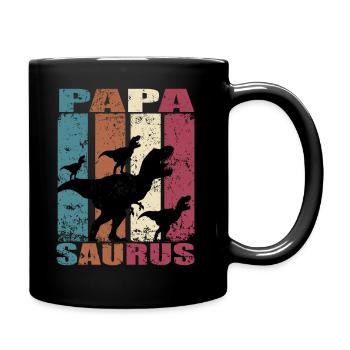 Papa Saurus Dinosaur Dino Twins Papasaurus - Full Colour Mug - black - Right