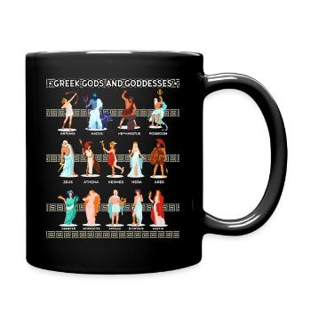 Griechische Götter und Göttinnen - Tasse einfarbig - Schwarz - Rechts