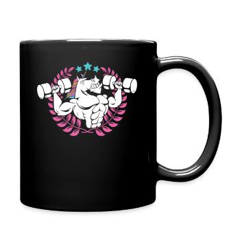 Gewichtheben Einhorn Fitness Gym Lover - Tasse einfarbig - Schwarz - Rechts