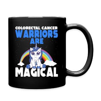 Colon Cancer Awareness Blue Ribbon Unicorn - Full Colour Mug - black - Right