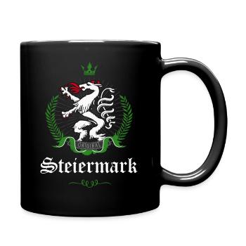 Steiermark Original Wappen Panther Lorbeerkranz - Tasse einfarbig - Schwarz - Rechts